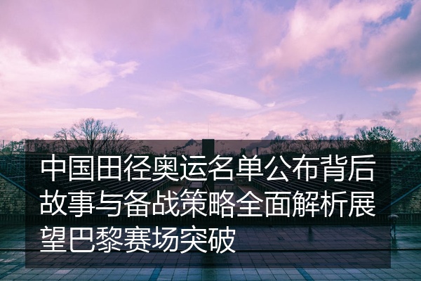 中国田径奥运名单公布背后故事与备战策略全面解析展望巴黎赛场突破